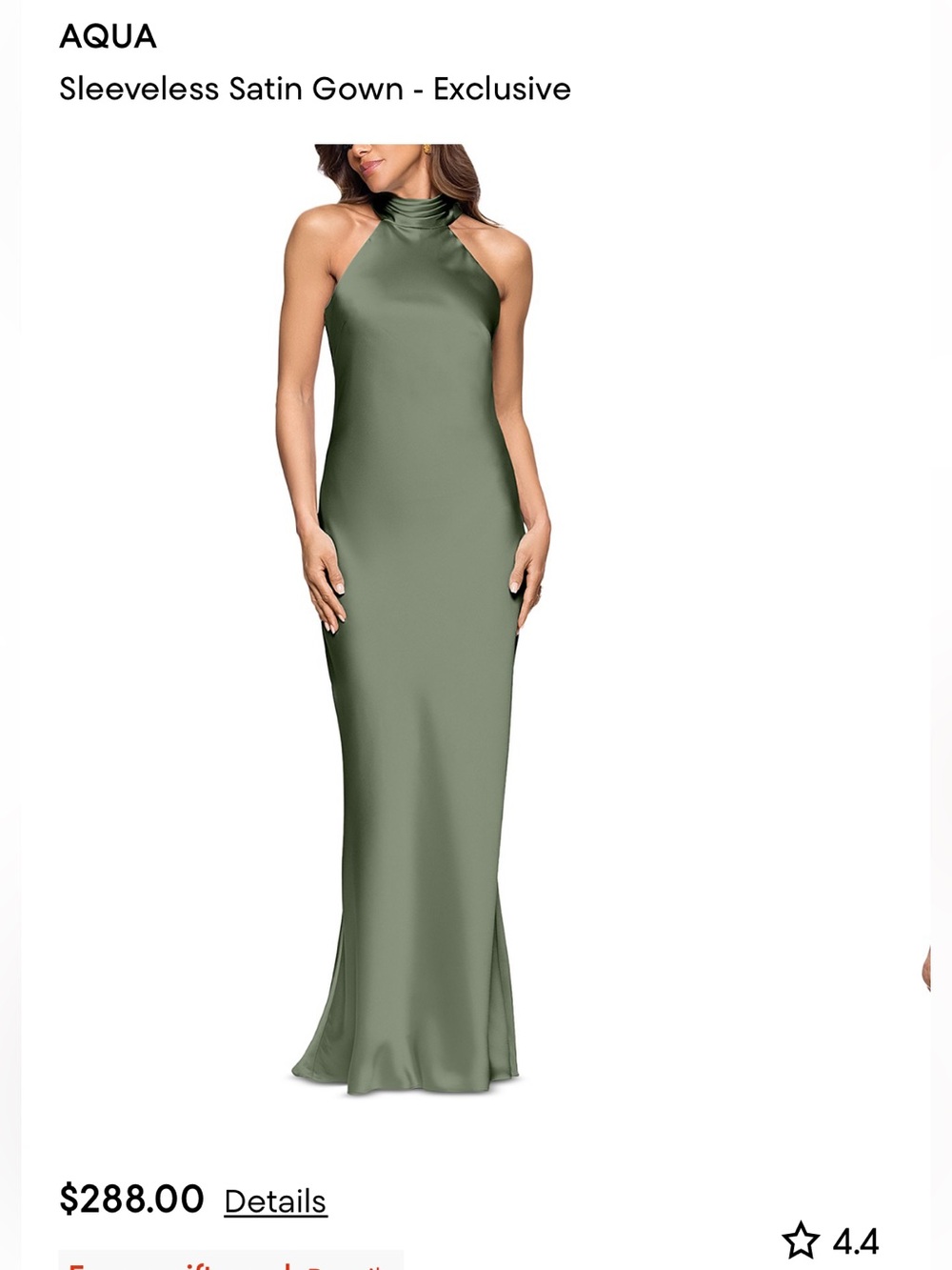 Satin Halter Tie-Back Dress in Olive Green